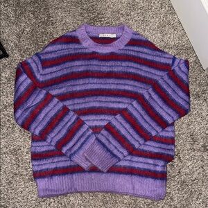 MNML Purple and Red Striped Crewneck Sweater